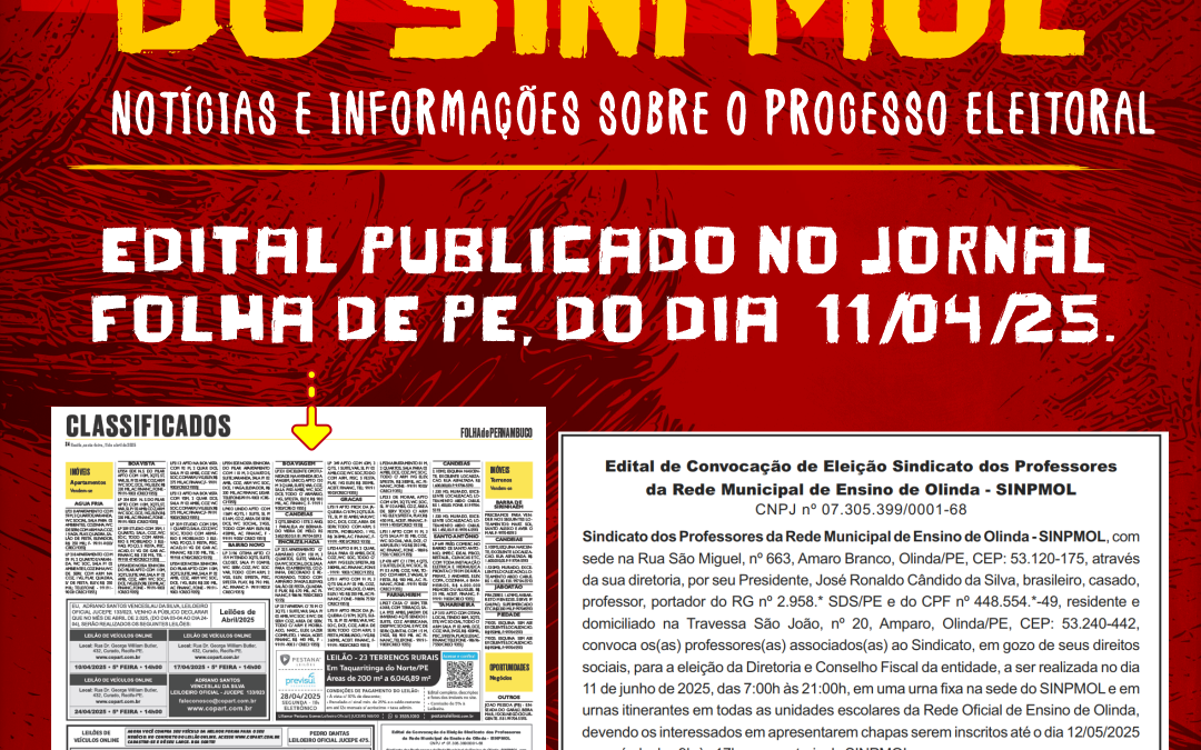 EDITAL DAS ELEIÇÕES DO SINPMOL PUBLICADO