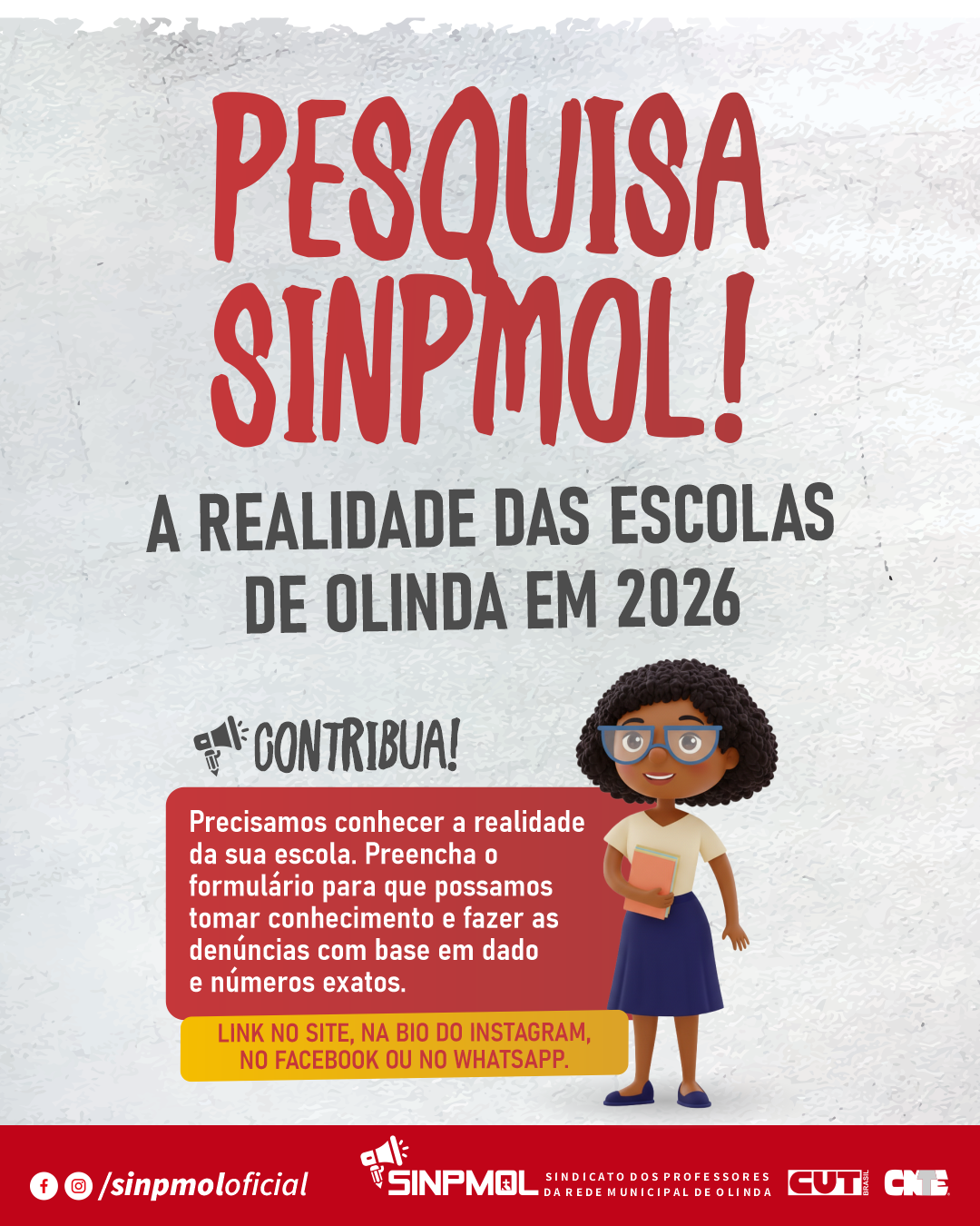 SINPMOL lança pesquisa para mapear a realidade das escolas de Olinda em 2026